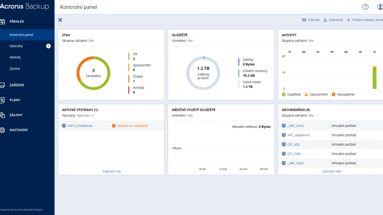 Acronis-backup-12.5-dashboard-CZ